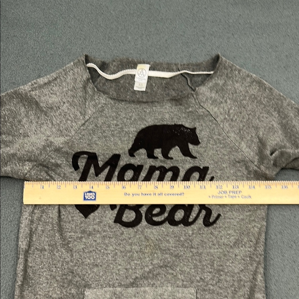 Gray “Mama Bear” Raglan Sweater | 3/4 Sleeve | Size XS - Picture 4 of 7